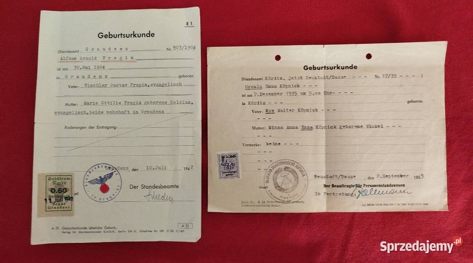 Familien Stammbuch dokument III Rzesza Opole
