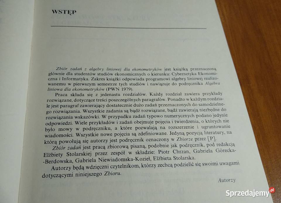 Zbiór zadań z algebry liniowej ekonometryków Gdańsk sprzedam