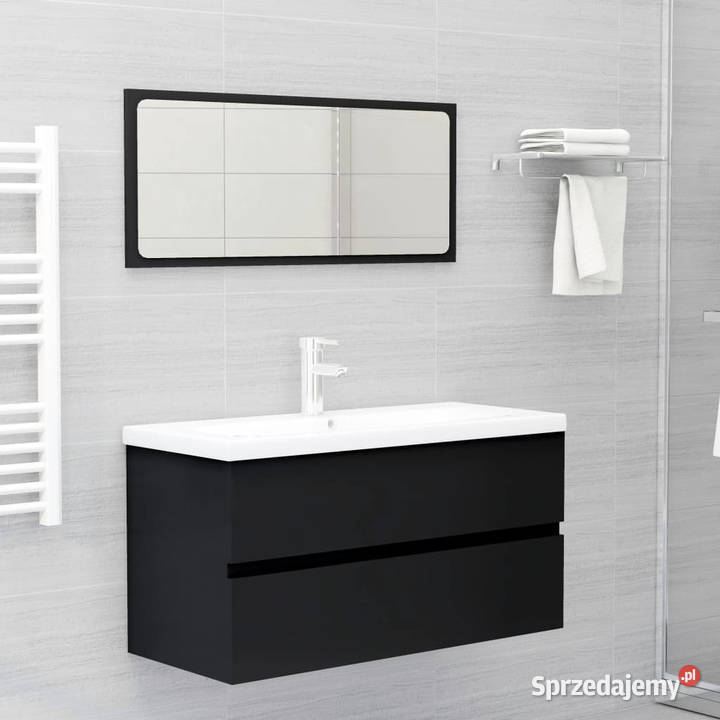 Szafka pod umywalkę czarna 90x385x45 WM804756