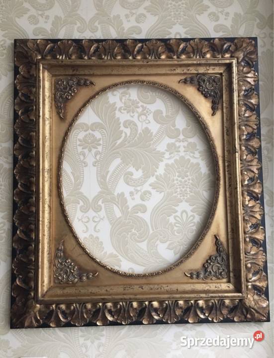 Stary piękny obraz 2w1 drewniana solidna rama