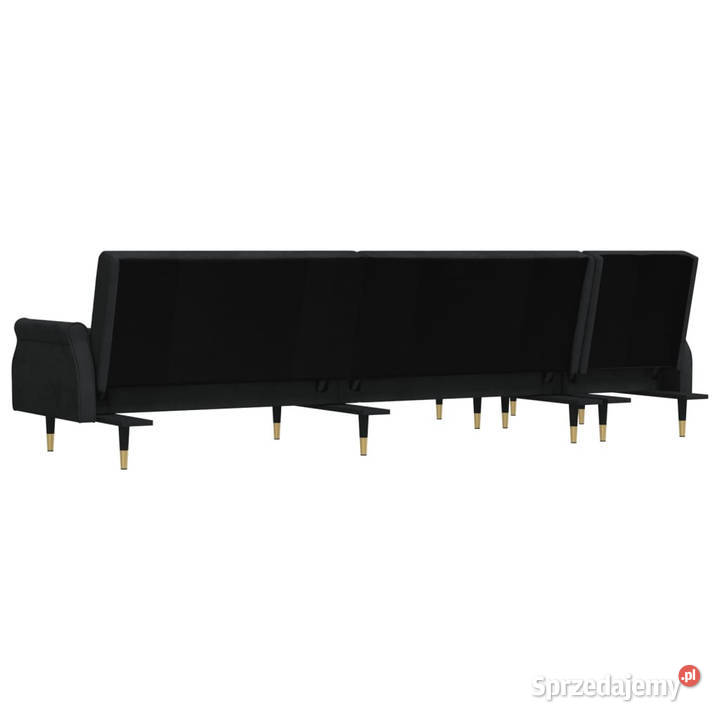 Sofa rozkładana L czarna 271x140x70 aksamit Warszawa