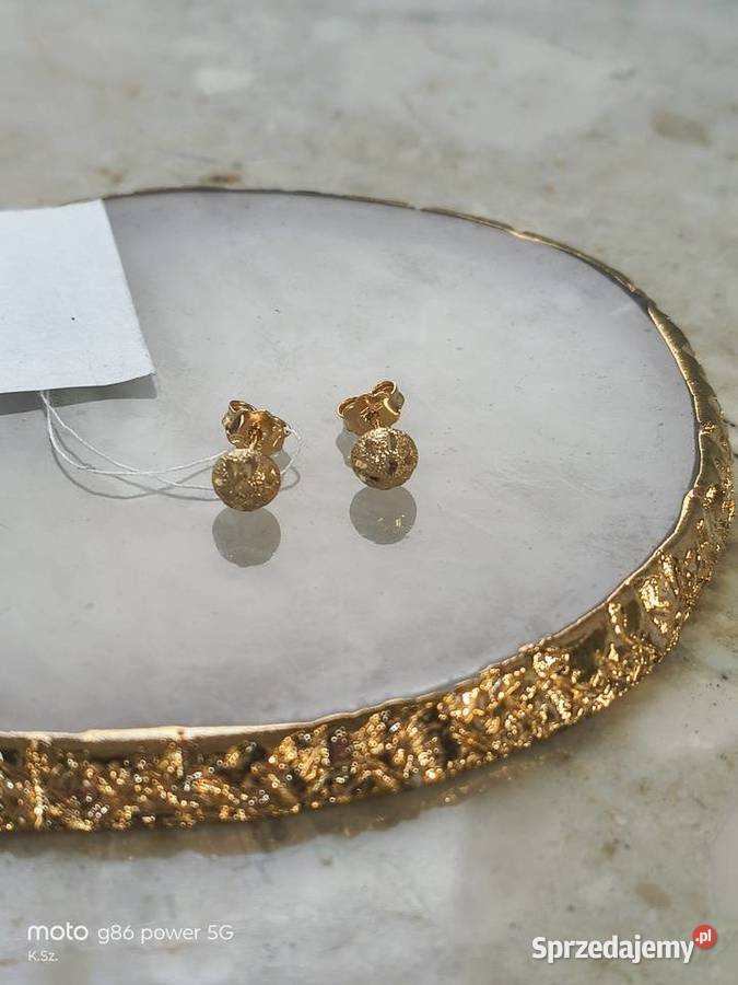 Złote Nowe kolczyki na sztyfcie pr333 Wałcz