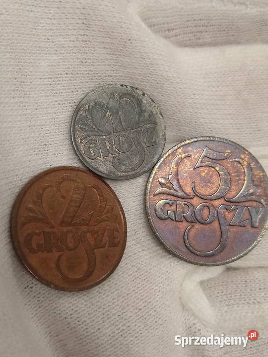 2 RP zestaw 1 grosz 1939rGG 2 grosze 1928r 5 Łochów