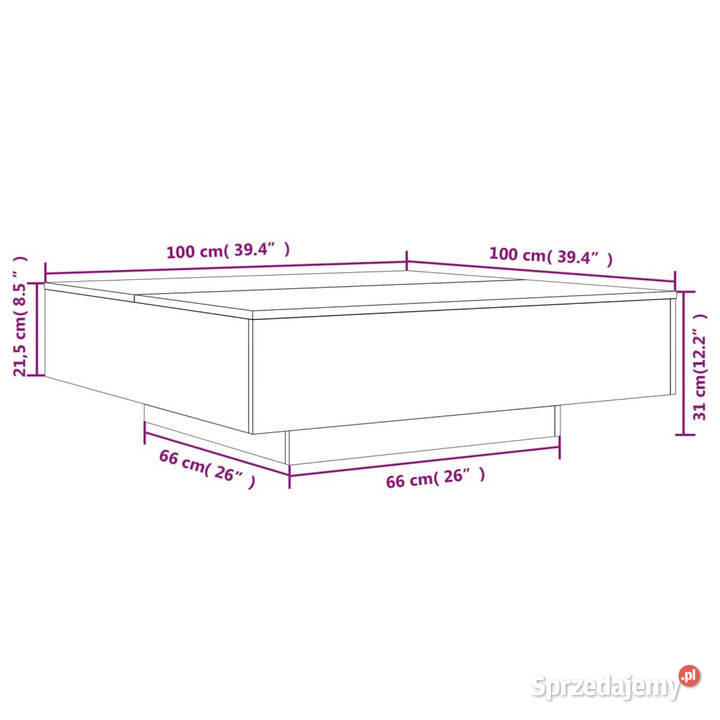 Stolik kawowy brązowy dąb 100x100x31 WM836601 Warszawa