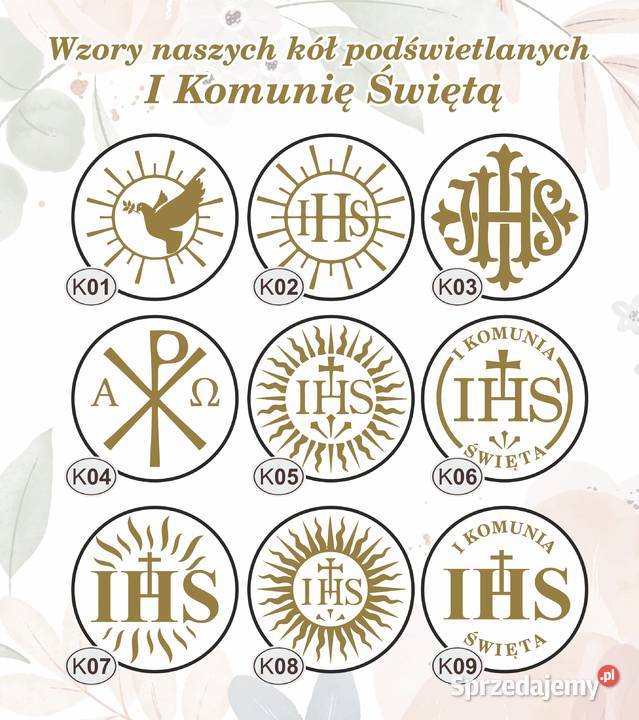 I Komunia Święta koło podświetlane IHS Siedlce sprzedam