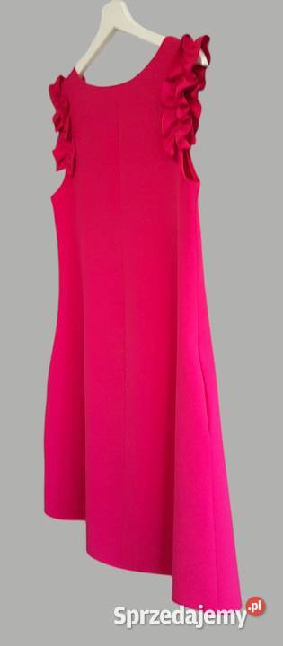 Damska sukienka elegancka różowa rękaw falbanka różowy Chrzanów sprzedam