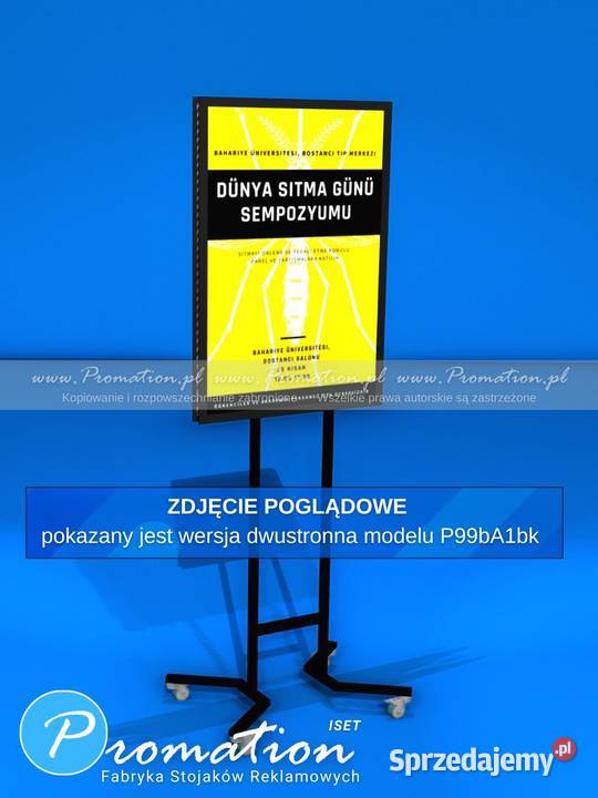 Czarny stojak na plakat A1 na kółkach mobilny Warszawa