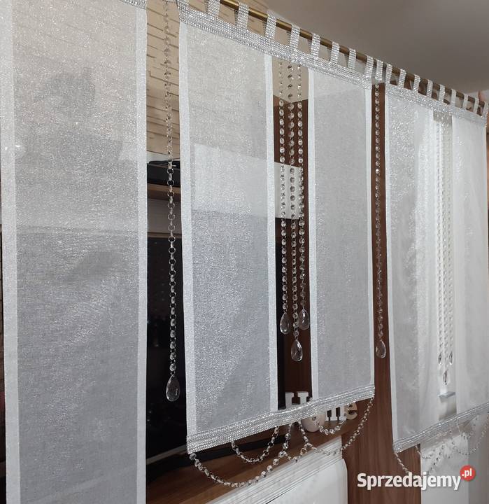 Firany panele z koralami biały mazowieckie Mława sprzedam