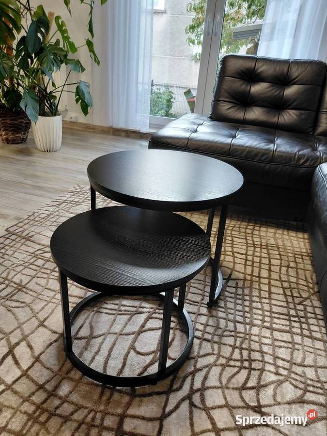 Stoliki Kawowe Loft Zestaw 2w1 Okrągłe Dąb Głogówek