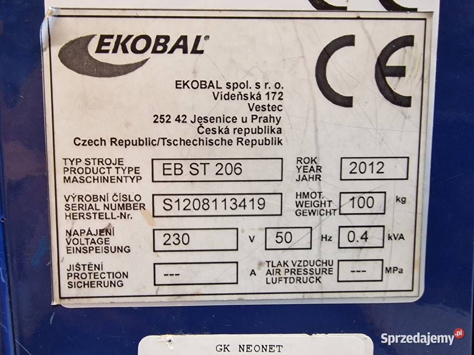 WIĄZARKA BANDOWNICA PÓŁAUTOMAT EKOBAL EB ST 206 Skarżysko-Kamienna
