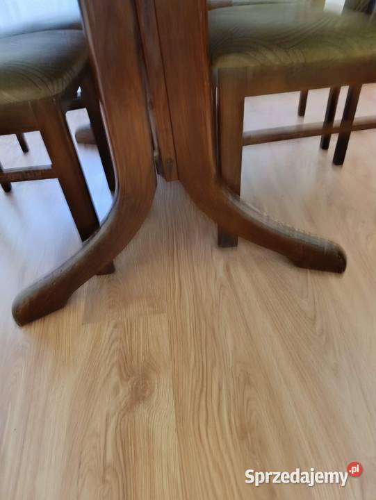 Stół dębowy rozkładany z krzesłami opolskie Wołczyn