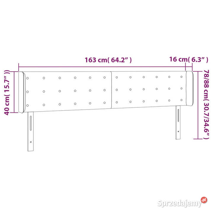 Zagłówek do łóżka z LED jasnoszary 163x16x7888 Warszawa