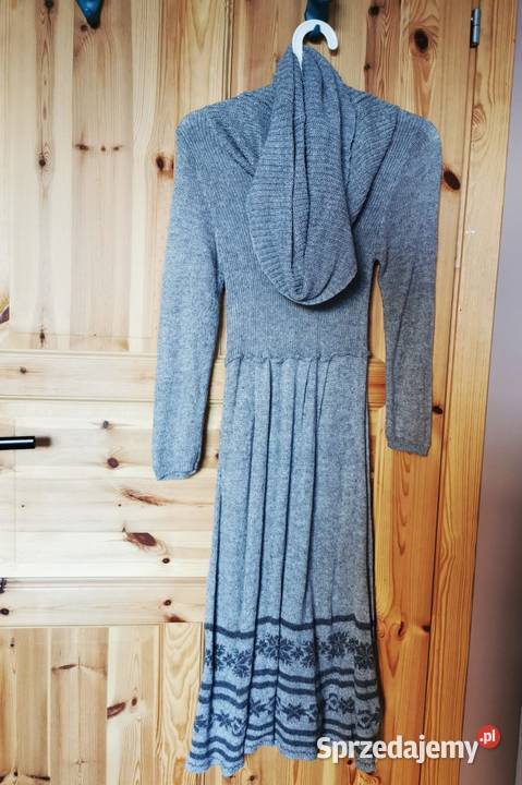 Sukienka damska MIDI szara dzianinowa na co Spódnice i sukienki Reda