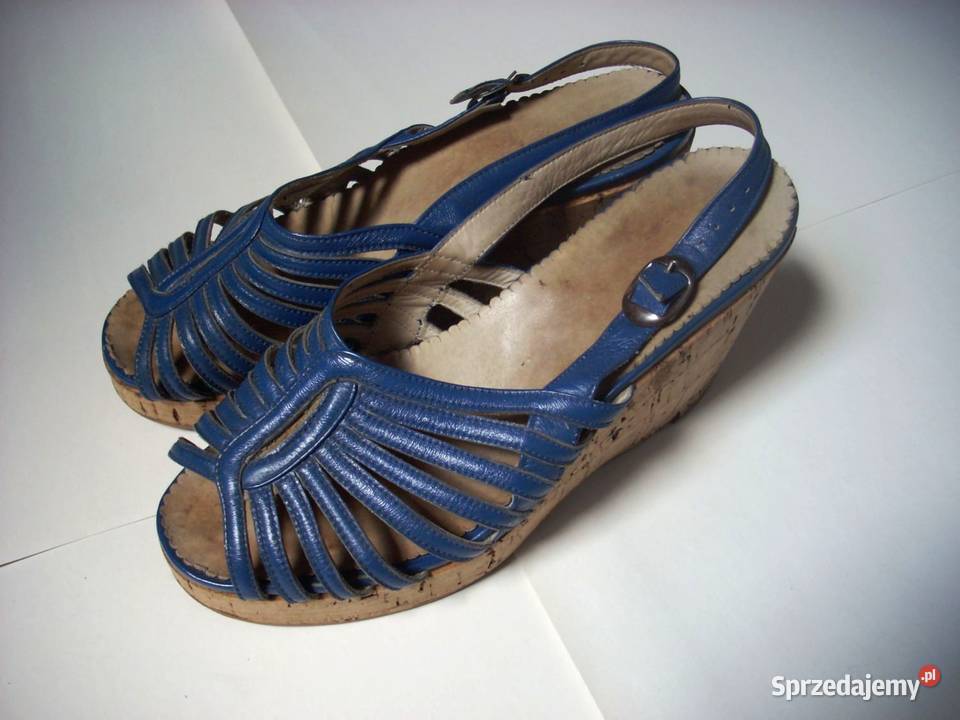 Skórzane Sandałły Koturny Buty Korek Skóra 39 Nowy Sącz