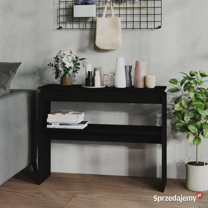 Stolik konsolowy czarny 102x30x80 materiał Warszawa