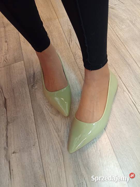 40 Zielone oliwkowe Baleriny wieczorowe Nowe 25.4cm Kraków