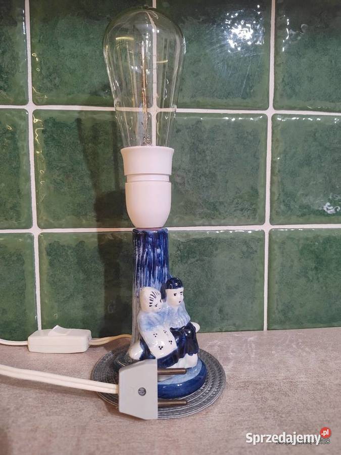 Lampa porcelanowa Holandia 1940 oryginał vintage świętokrzyskie Przeczów