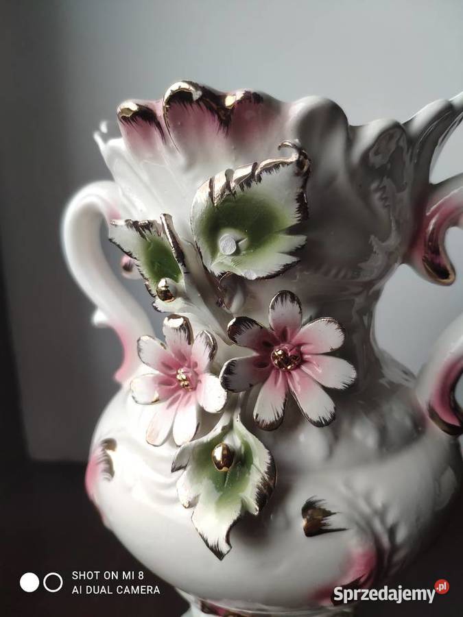 Stary porcelanowy włoski wazon dzbanek sygnowany Antyki, Sztuka, Kolekcje