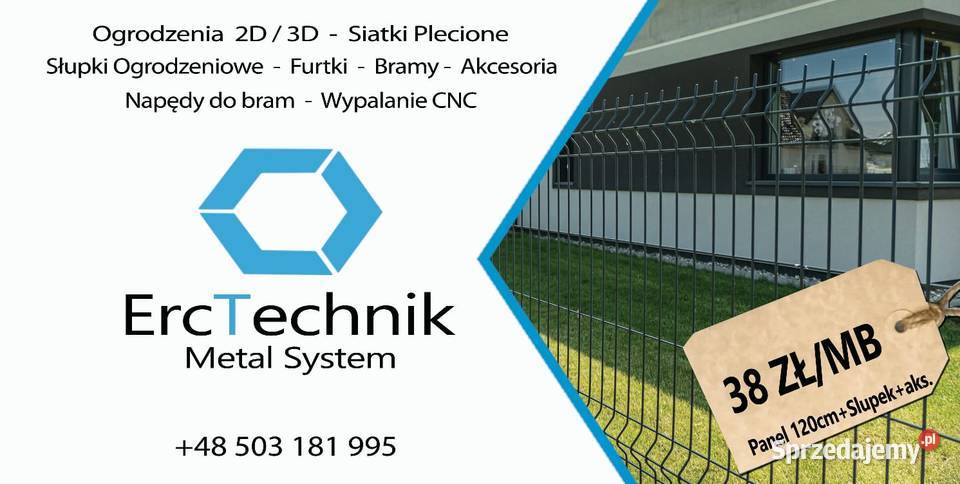 Ogrodzenie panel słupek akcesoria 120 m 38 mb Glinik