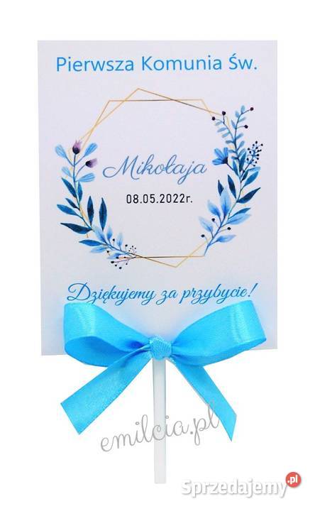 Podziękowania Gości z okazji I Komunii Św Lizaki Zielona Góra