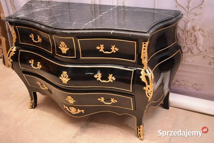 Królewska Czarna Komoda Vintage Szafa Złote małopolskie Kraków