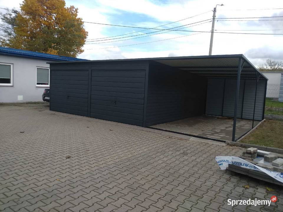 Garaż blaszany 6x6 z wiatą Rębków