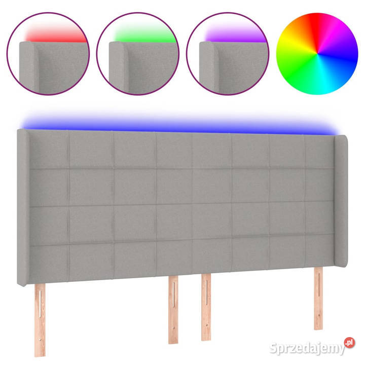 Zagłówek do łóżka z LED jasnoszary 183x16x118128 Warszawa