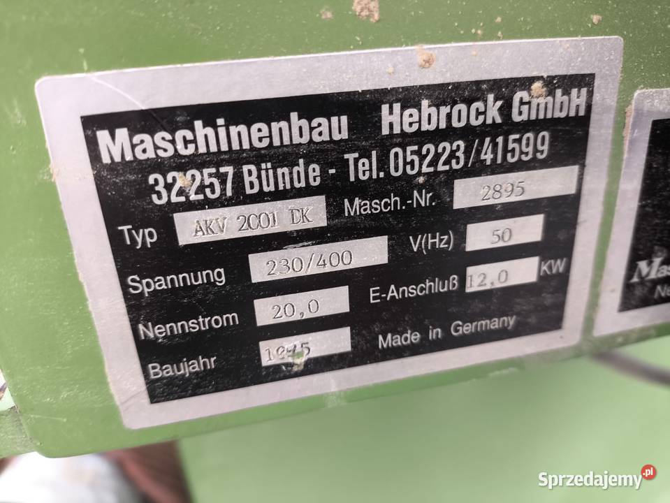 Okleiniarka Hebrock AKV 2001 DK na części Wejherowo