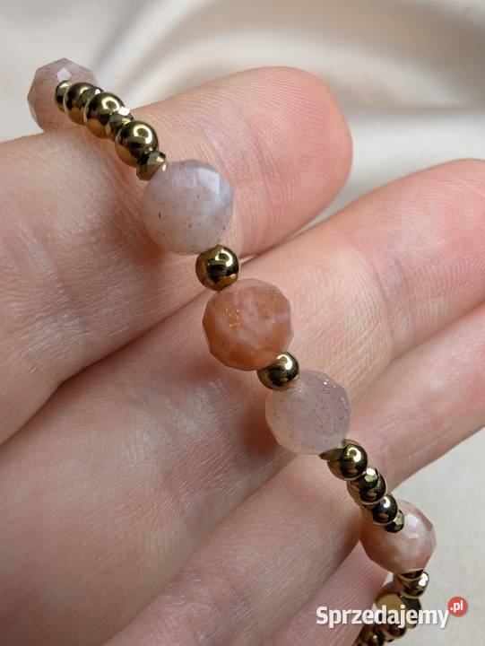 Bransoletka różaniec kamień słoneczny krzyżyk Kraków
