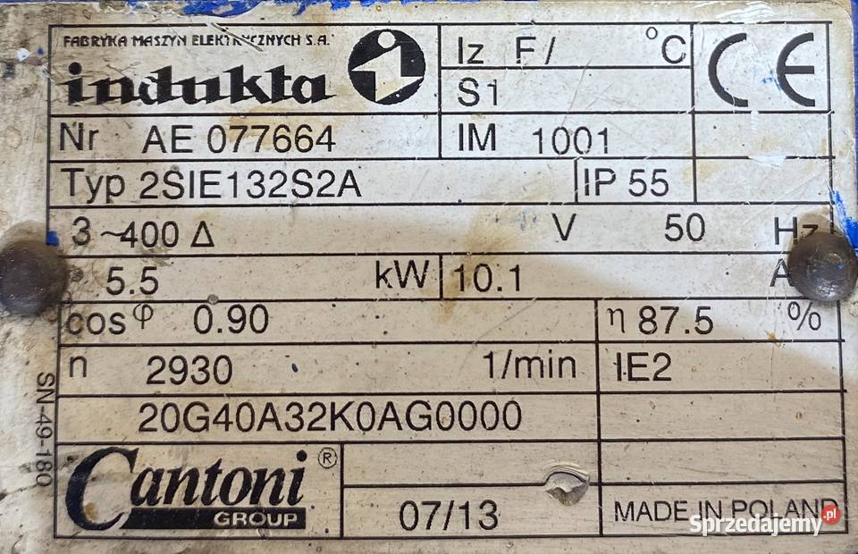 silnik elektryczny 55kW 2930obr 3fazowy INDUKTA Pigża sprzedam