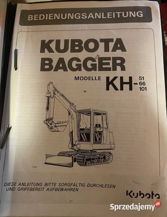 Instrukcja kubota bagger model KH51 66 101 Poradniki, albumy i reportaże Poradniki, albumy i reportaże Biczyce Górne sprzedam