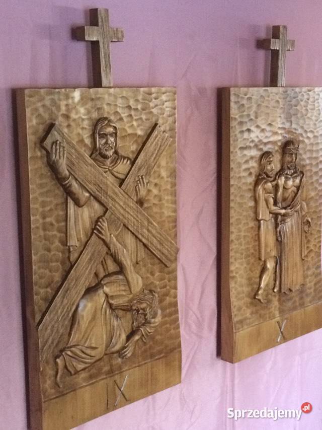 Rzeźbione 14 Stacji Drogi Krzyżowej Lanckorona sprzedam