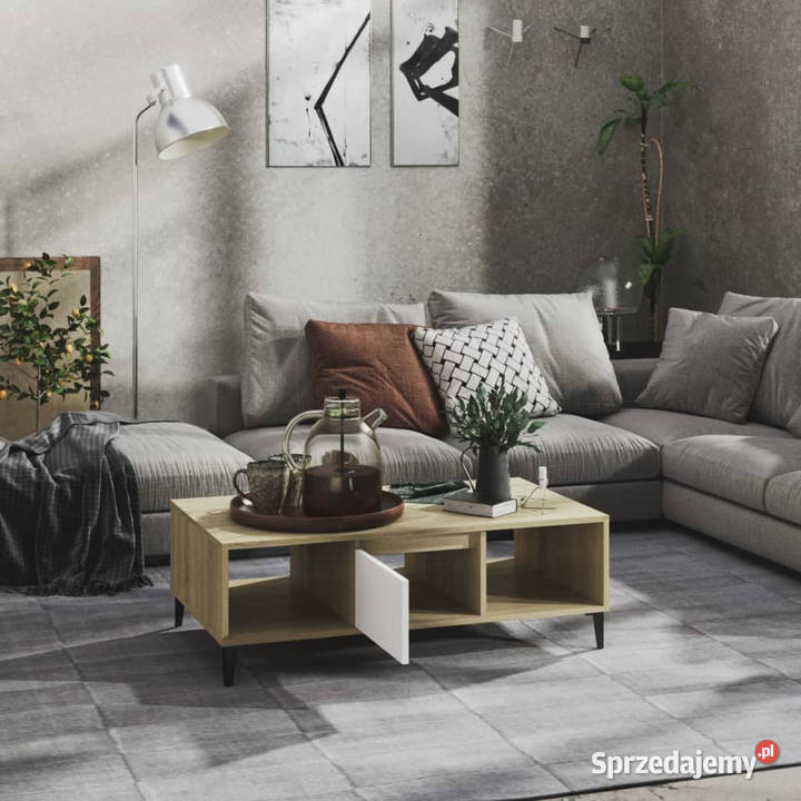 Stolik kawowy biel i dąb sonoma 1035x60x35 Warszawa