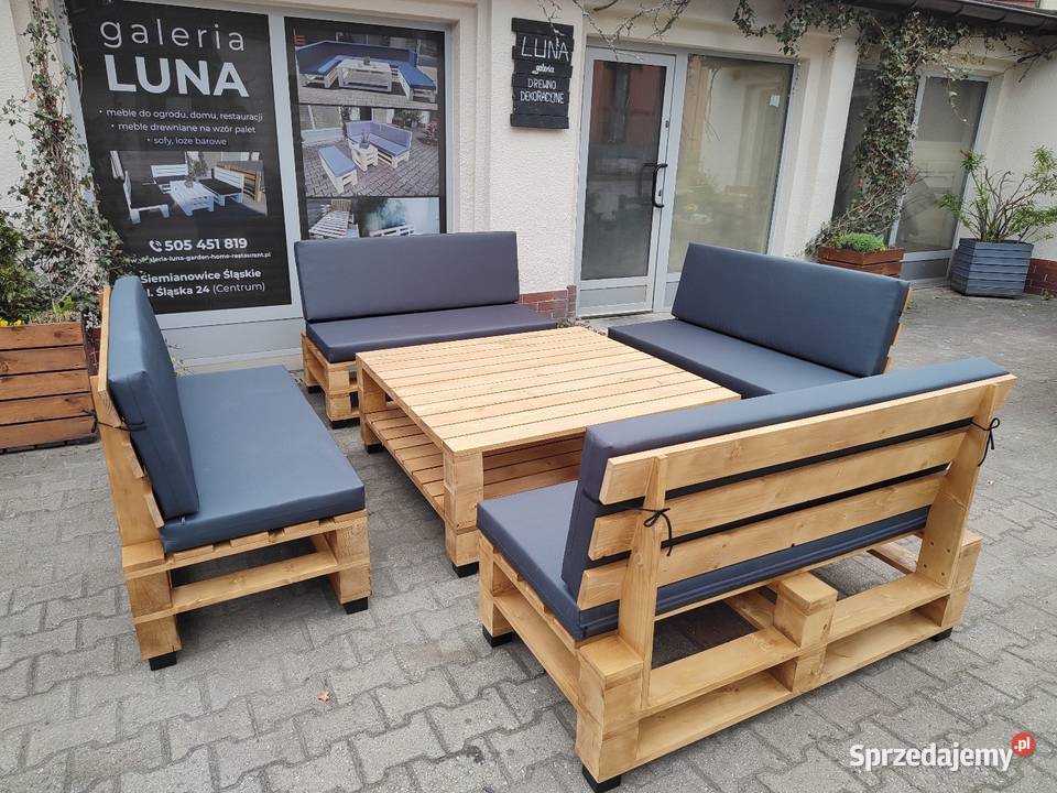 Drewniany zestaw mebli ogrodowych na wzór palet śląskie Siemianowice Śląskie sprzedam