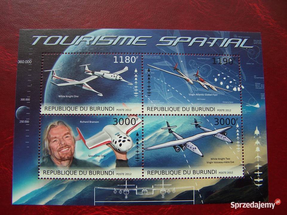 Burundi 2012 MNH Lotnictwo R Branson Turystyka śląskie