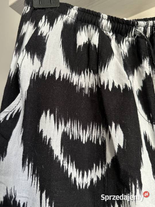 Letnie szerokie damskie spodnie z domieszką lnu biały Gdańsk