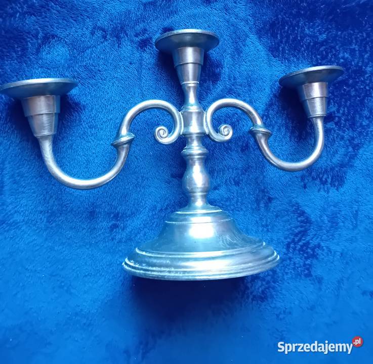 Cynowy świecznik kandelabr sygnowany SKS Zinn Koźminek sprzedam