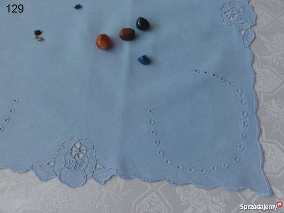 Serwetki bieżniki kolorowe niebieskie wyszywane lubelskie Lublin