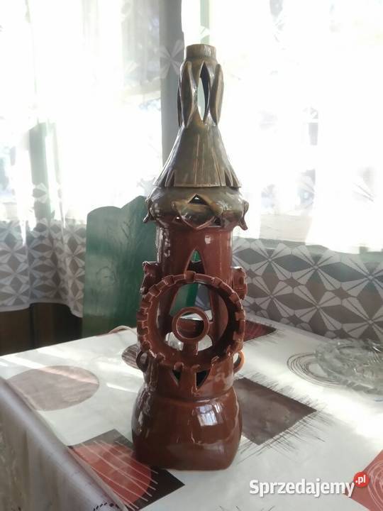 Lampka ozdobna gliniana szkliwiona