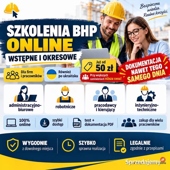 Szkolenia BHP Online od 50 zł – Wstępne i Okresowe | Cała Polska