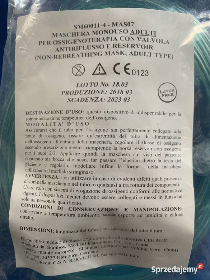 Maska tlenowa z rezerwuarem i drenem 2 sztuki w Bytom