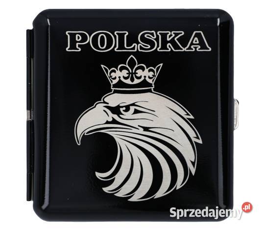 Metalowa Papierośnica z Motywem Orła w Koronie śląskie Ostrowy nad Okszą