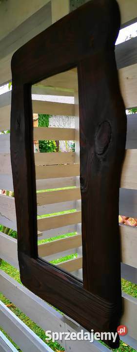 Lustro drewniane vintage opalone postarzone Radków