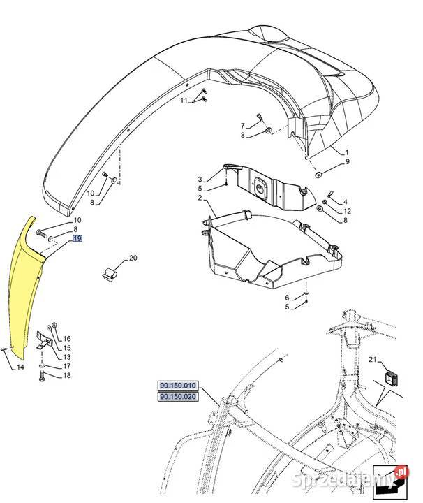 Element błotnika tylnego lewy Case NH Steyr Kabina i karoseria podlaskie Białystok