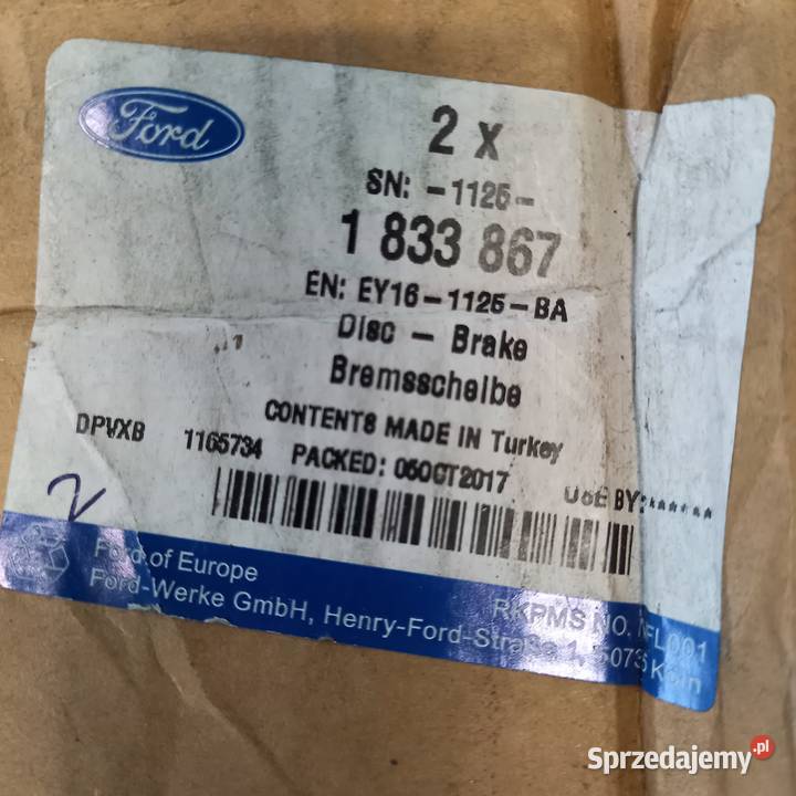 1833867EY161125AA Tarcza hamprzód Ford TrCourier