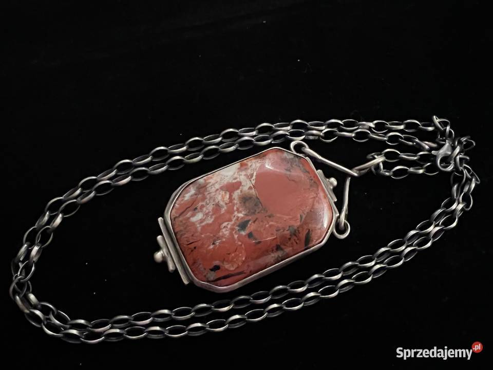 Srebrny wisior z kamieniem jaspis czerwony mazowieckie Warszawa sprzedam