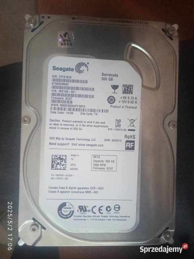 Dysk Twardy Seagate Barakuda 500GB ST500DM002 Komputery i Akcesoria Toruń
