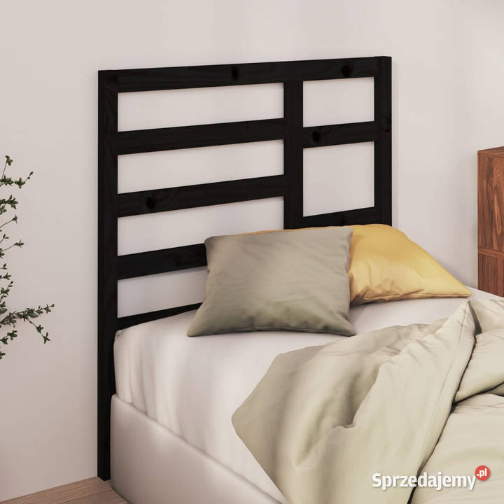 Wezgłowie łóżka czarne 106x4x104 lite drewno