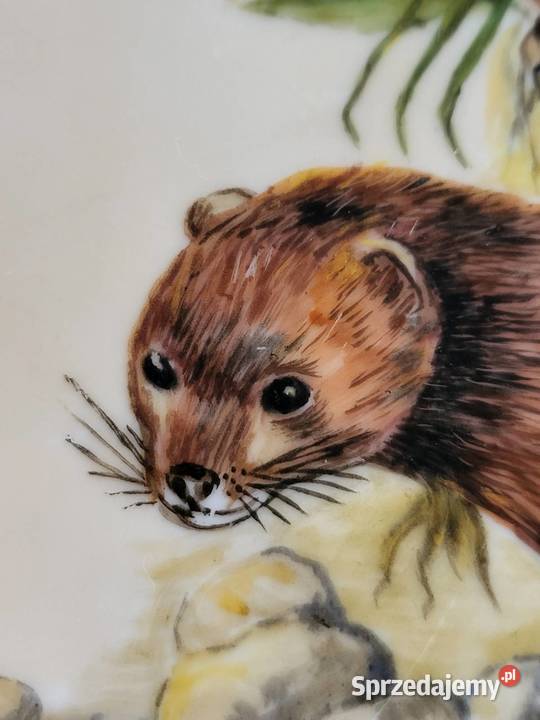 Ręcznie malowany talerz z norką 1963 Porcelana i szkło Gdańsk sprzedam