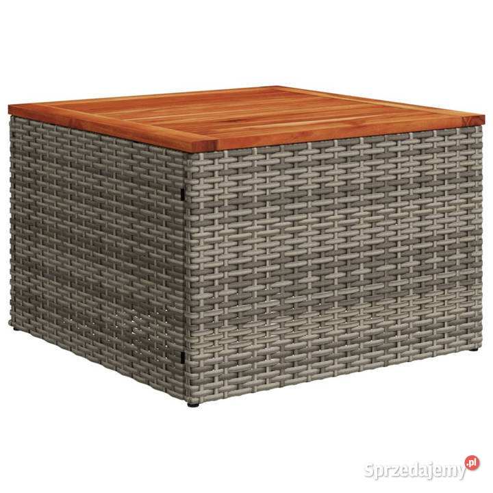 Stół ogrodowy szary 55x55x37 rattan PE i drewno